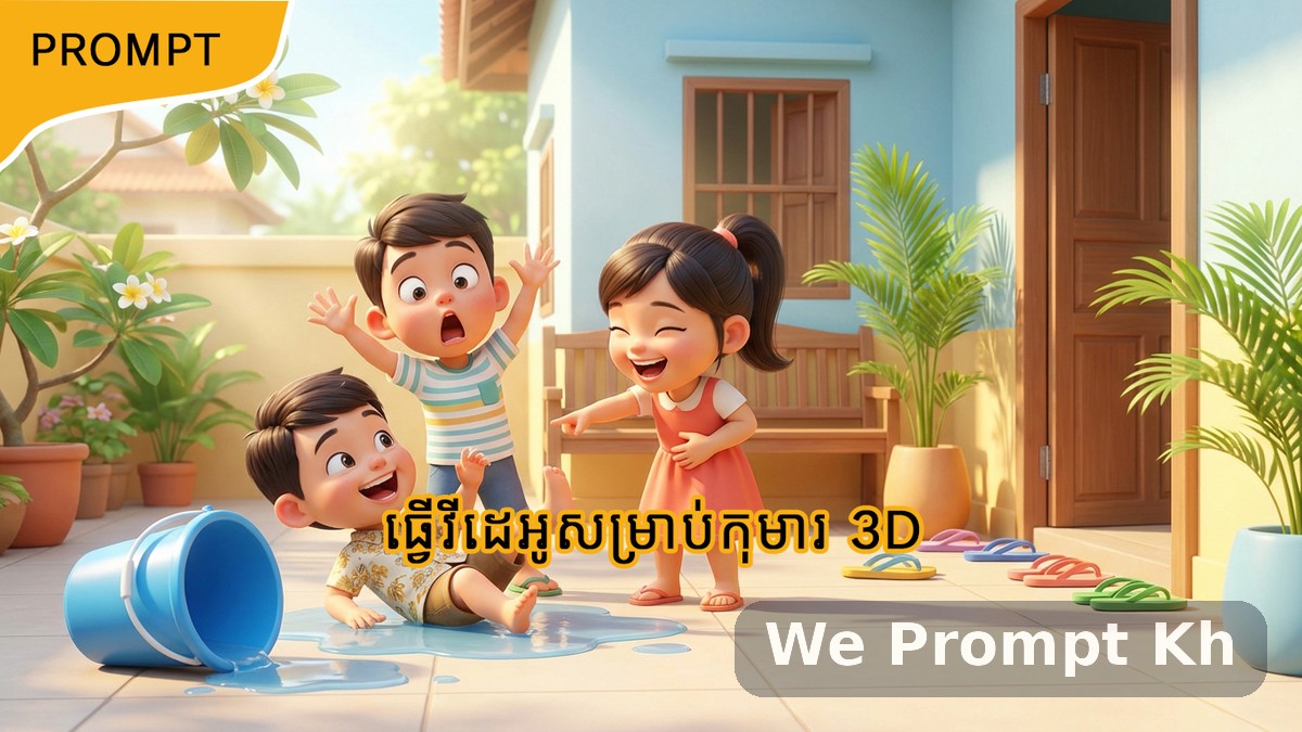 Funny Educational Master Prompt for Khmer Kids 3D Animation