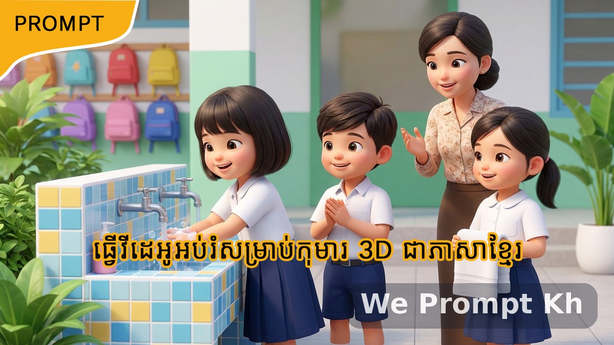 Khmer Children’s Educational Story Master Prompt for 3D School Animation